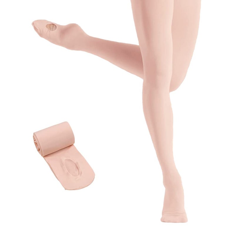 HETH Ballet Tights for Girls - Ultra Soft Dance Tights Convertible Pink Tight (Toddler/Kids,X-Large,1pcs) - Image 1